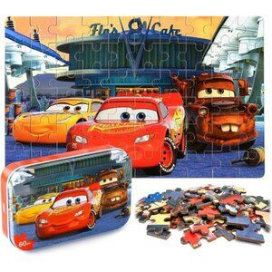 Car Jigsaw Puzzles in a Metal Box 60 Pieces Lightning Jigsaw Puzzle for Kids